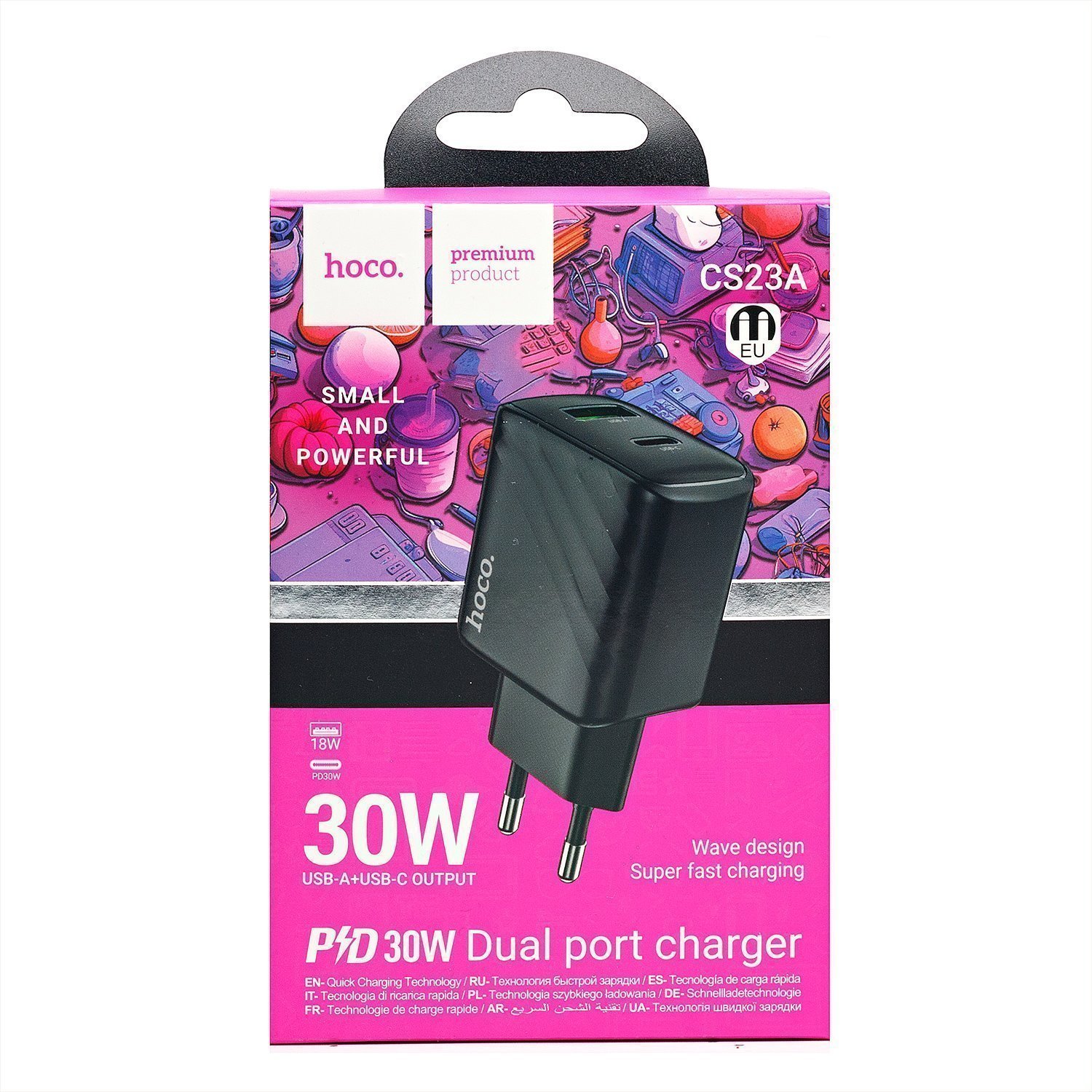 Сетевой адаптер HOCO CS23A Sunlight dual port PD30W + QC3.0 charger, черный