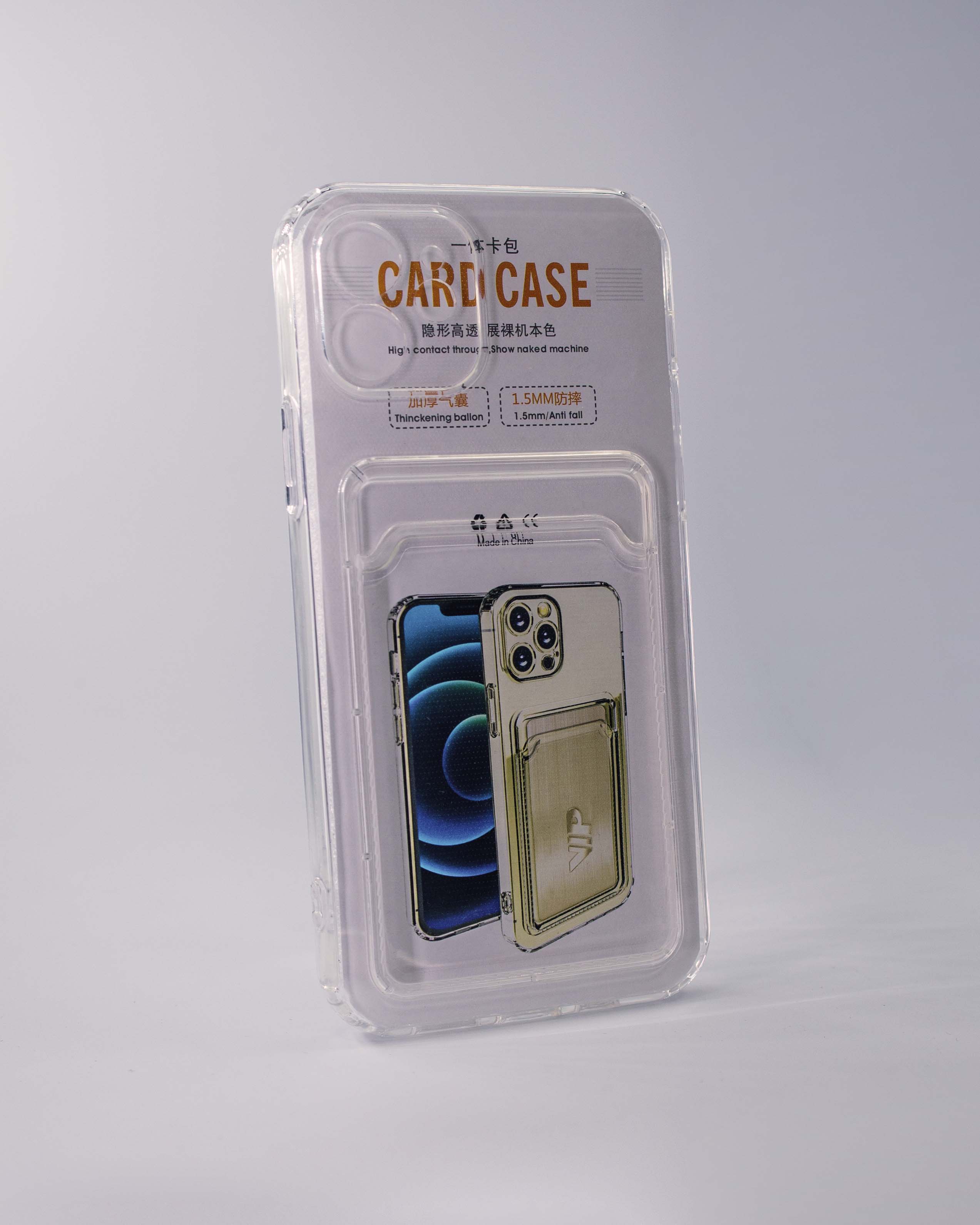 Чехол силиконовый с визитницей iPhone 12, прозрачный