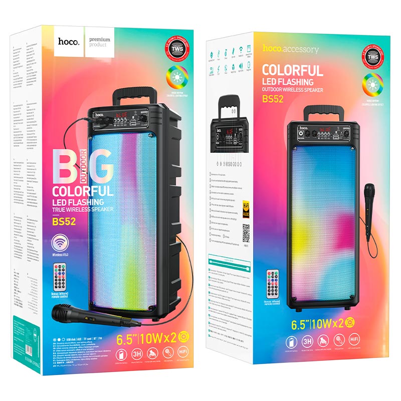 Колонка портативная HOCO BS52 Billowing outdoor BT speaker Bluetooth, черная