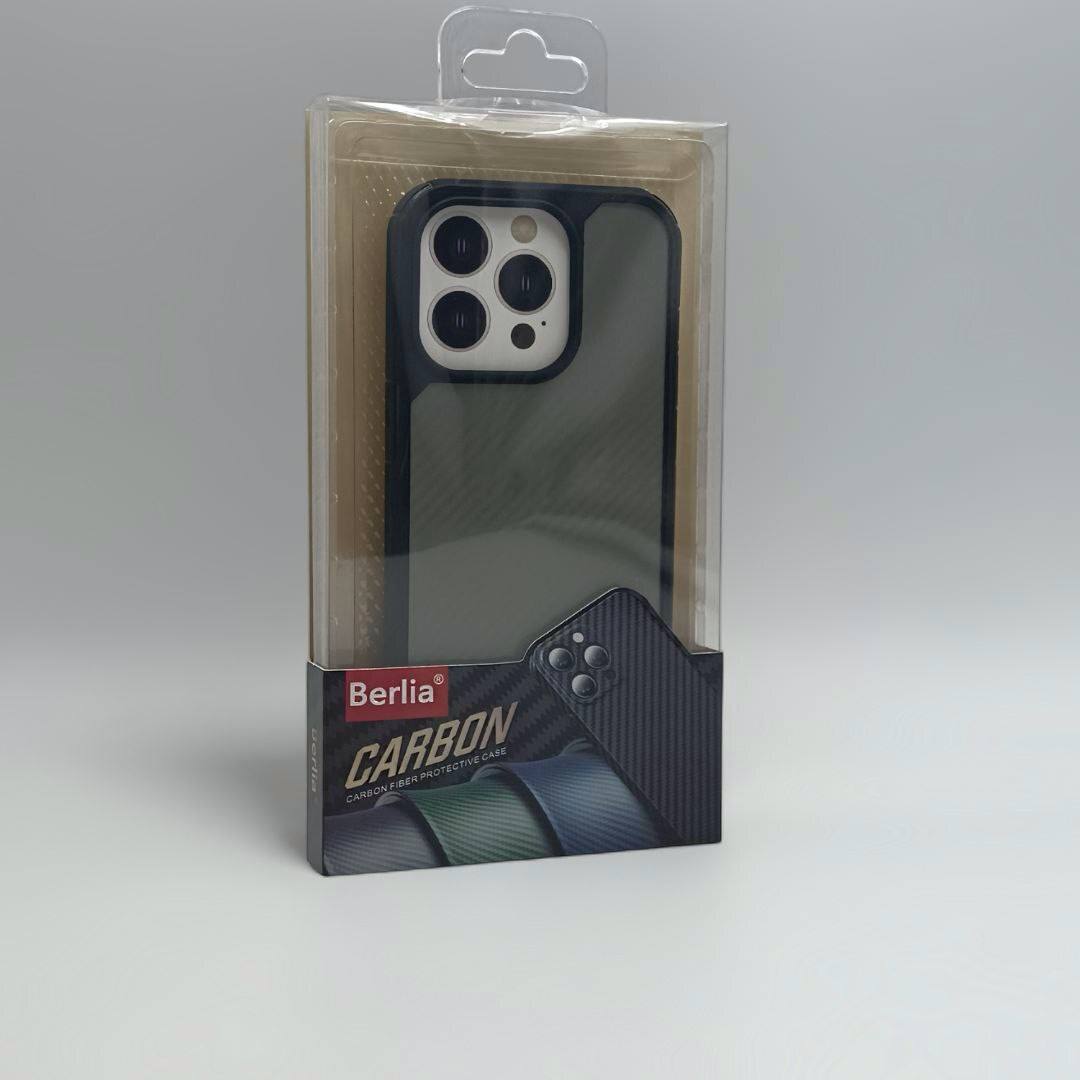 Чехол Berlia под карбон матовый iPhone 14 Pro, серый