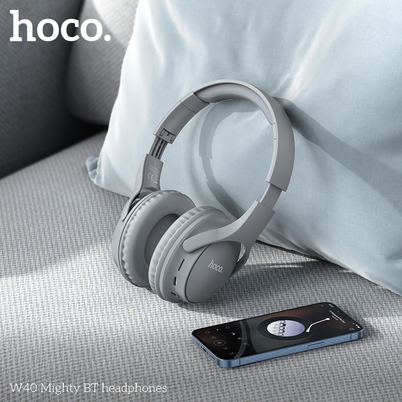 Беспроводные внешние наушники HOCO W40 Mighty wireless headphones, серые