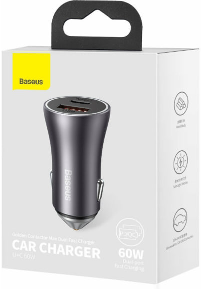 АЗУ Baseus Golden Contactor Max Dual (Быстрая зарядка) (USB+Type C) (60W) (Серый)