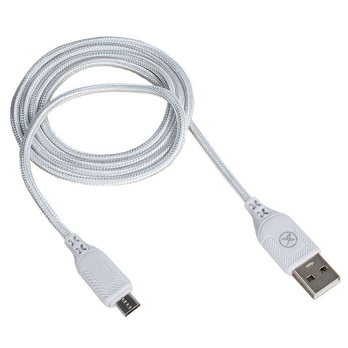 USB кабель micro USB XO NB-235, 2,4А, нейлон, 1,0 м, белый.