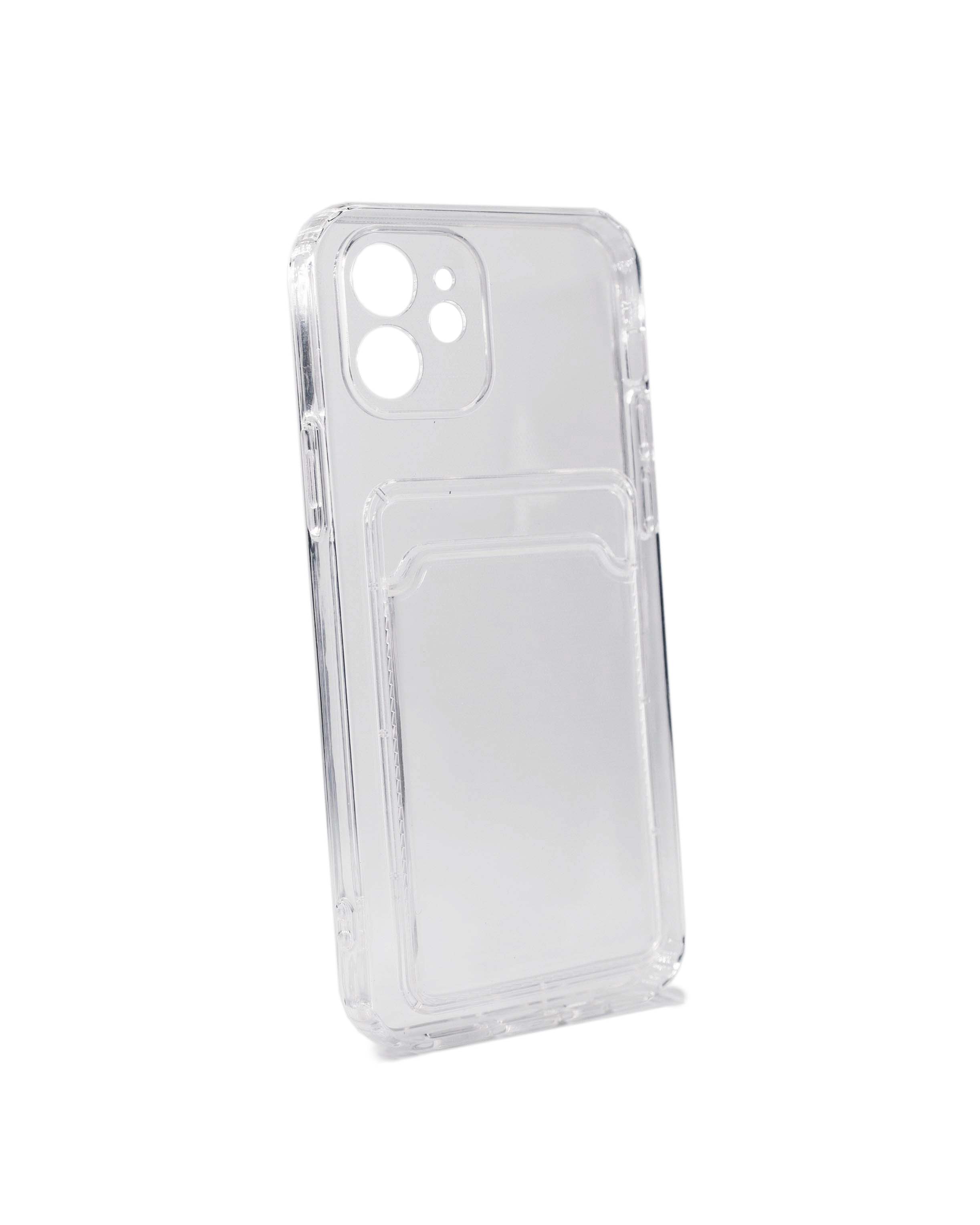 Чехол силиконовый с визитницей iPhone 12 Pro, прозрачный