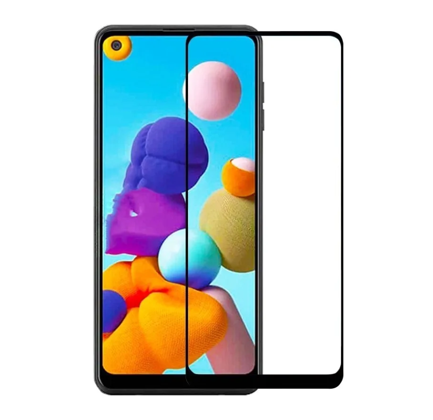 Защитное стекло Samsung A21S/ A71/ A80/ A81/ A90/ M51/ M52, черное (тех упако