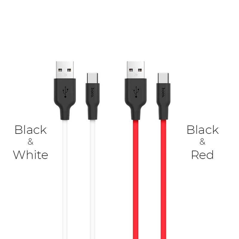 USB кабель Type-C HOCO X21 Silicone (100см), черно-красный_уд