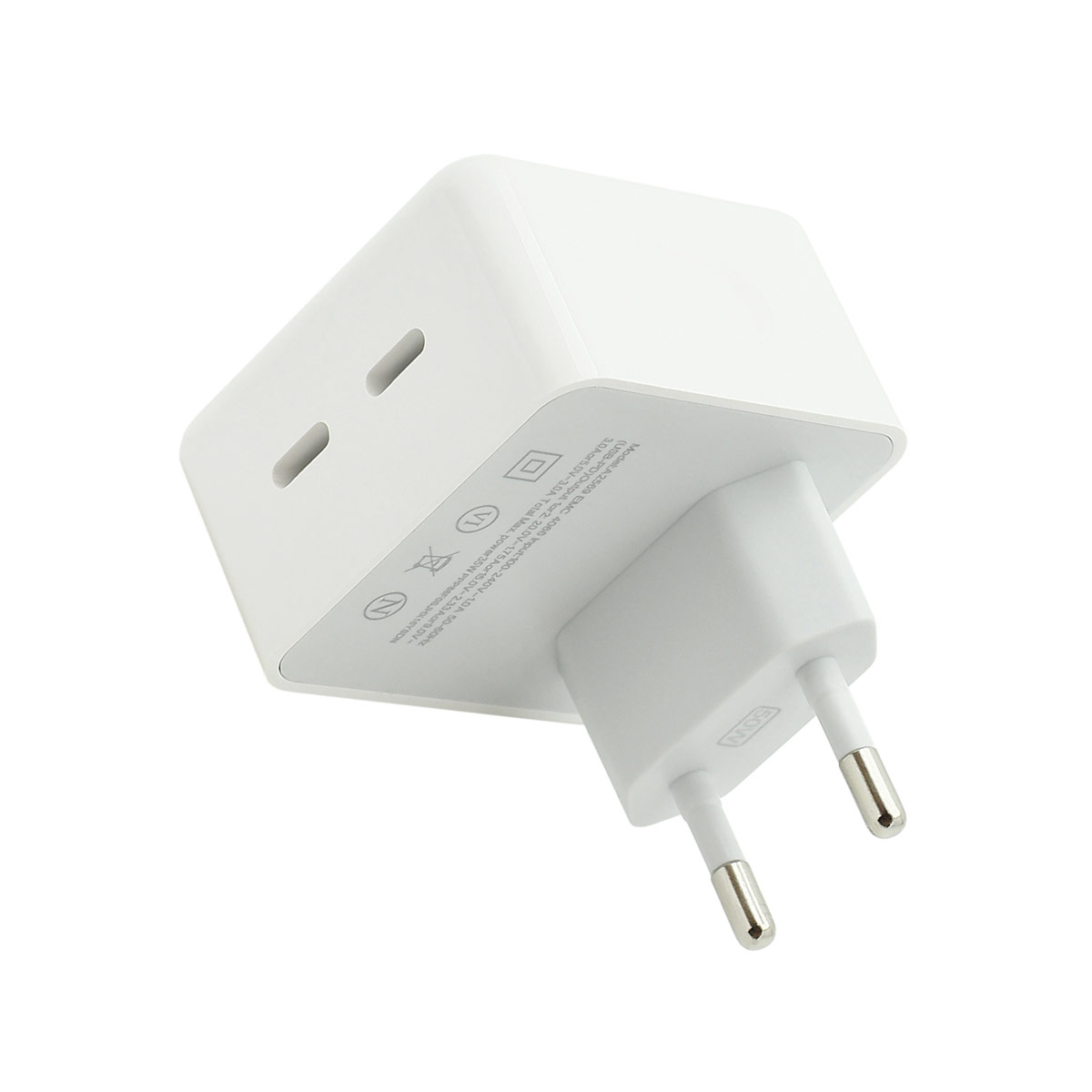 Сетевой адаптер USB-C 35W 2USB-C PD с кабелем USB-C to Lightning, белый (упаковка)