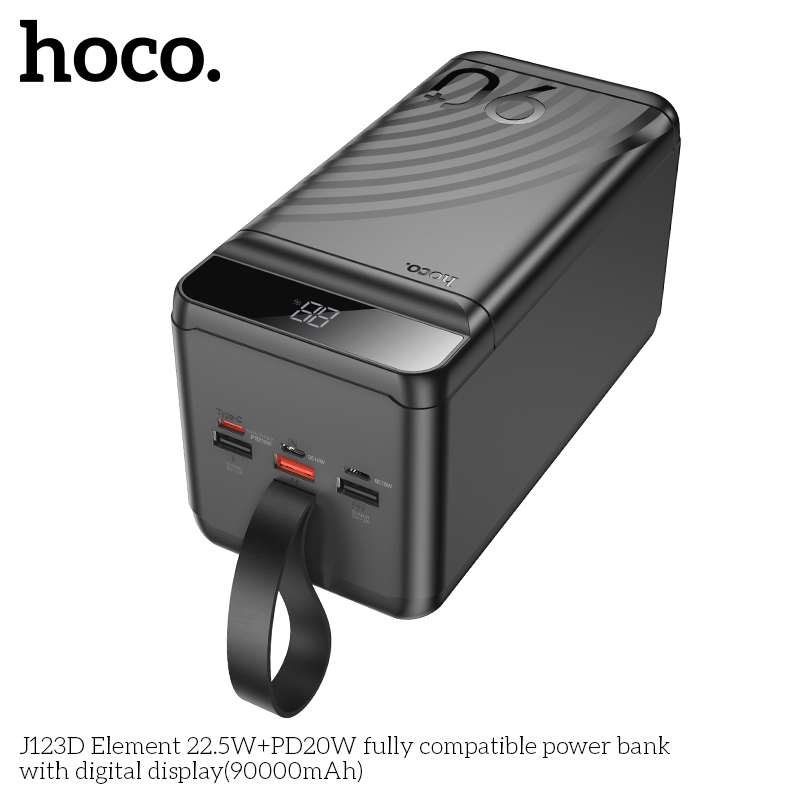 Внешний аккумулятор Power Bank 90000 mAh HOCO J123D Element 22.5W + PD20W, черный