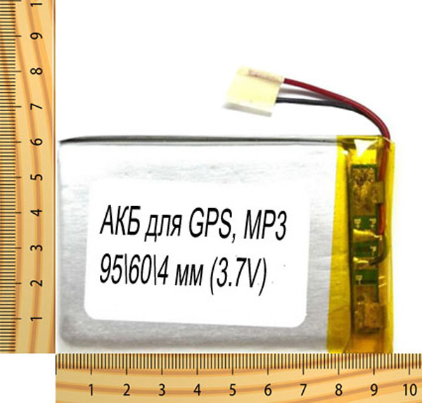 АКБ универсальная на проводах 95/ 60/ 4 мм (3.7V, 3500mAh)