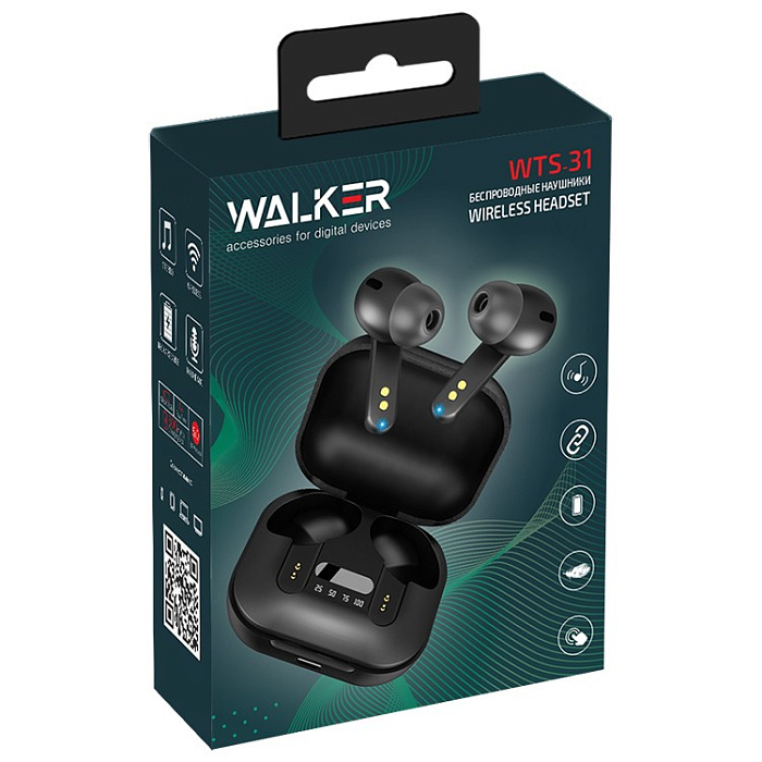 Беспроводные наушники WALKER WTS-31, Bluetooth, черные