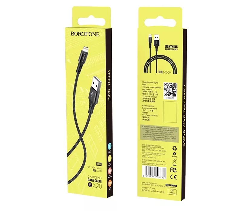 USB кабель Lightning BOROFONE BX20 Enjoy (100см), черный