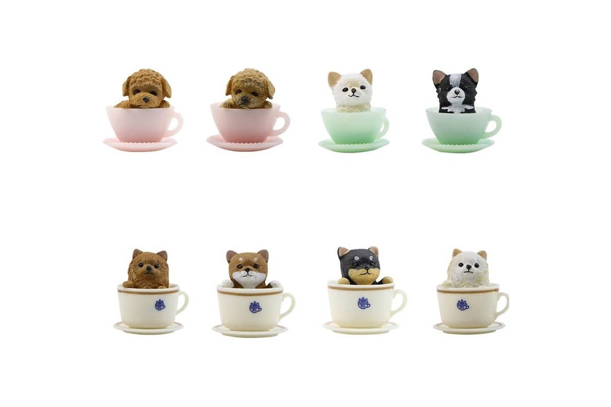 Набор аниме фигурок из 8-и штук "Щенки в чашках" (3 см.)