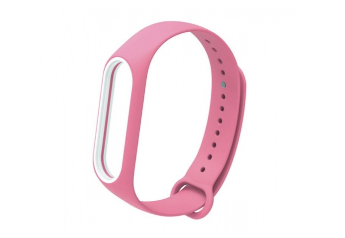 Ремешок силиконовый для Mi Band 5/ 6, розовый-белый