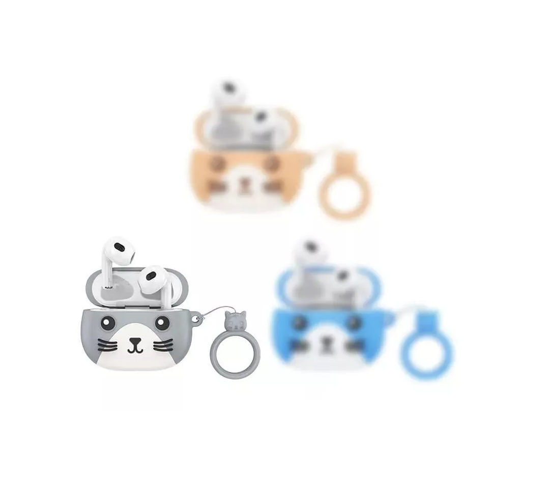 Беспроводные наушники HOCO EW46 Bluetooth True wireless stereo headset + чехол котик серый