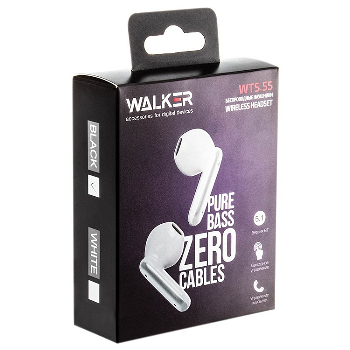 Беспроводные наушники WALKER WTS-55, Bluetooth, слоновая кость