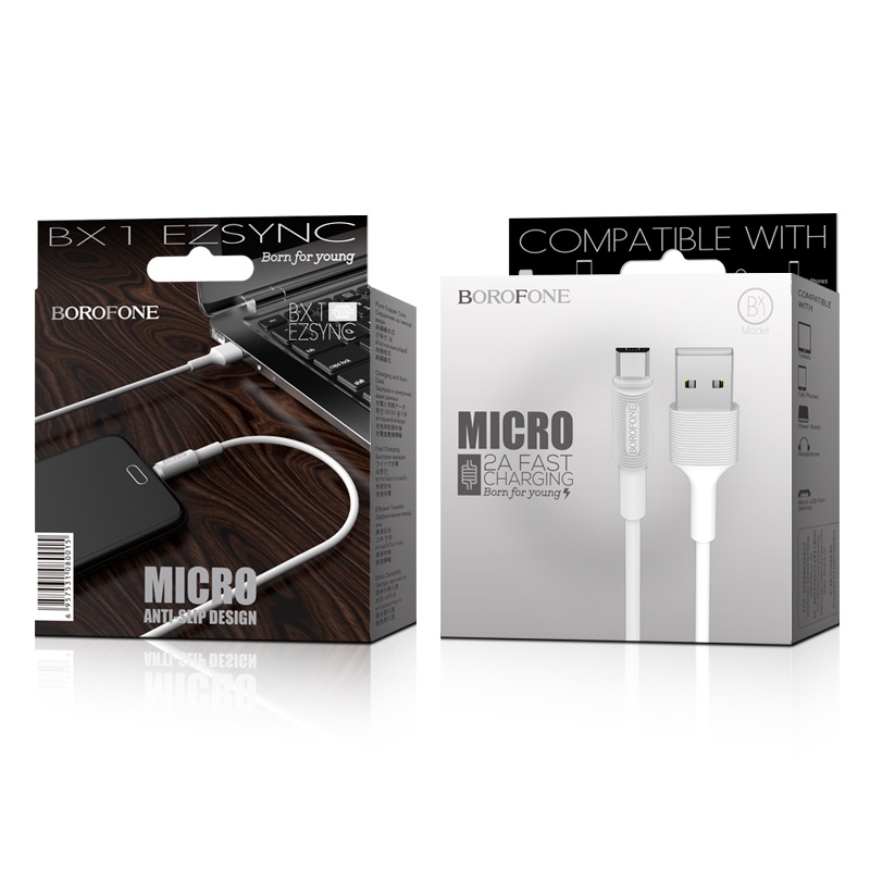 USB кабель micro USB BOROFONE BX1 EzSync (100см), белый