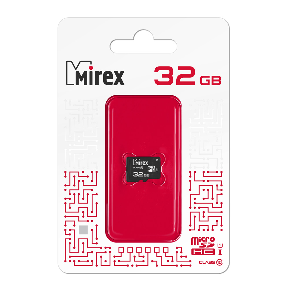 Карта памяти MicroSDHC Mirex 32 GB класс 10 (UHS-I, U1, class 10)