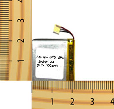 АКБ универсальная на проводах 20/ 20/ 4 мм (3.7V) 300mAh