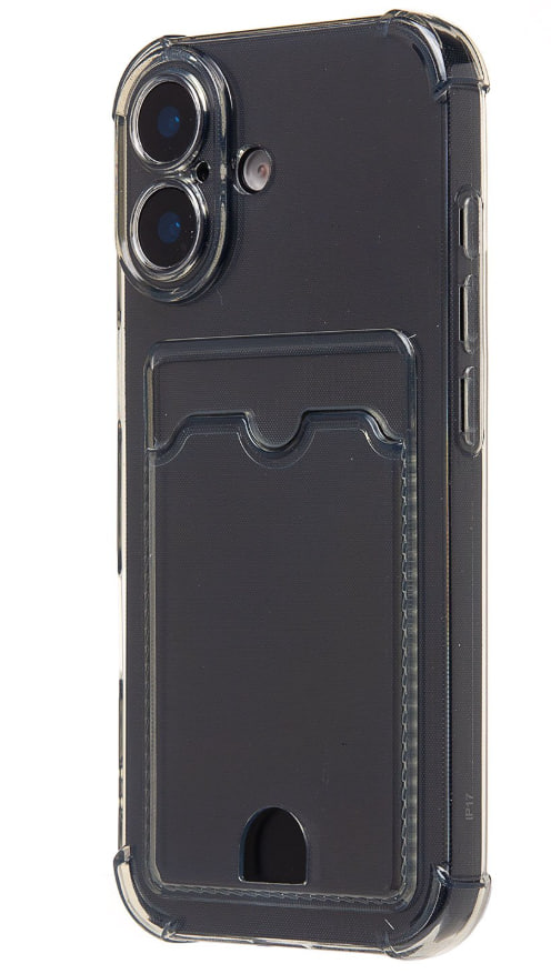 Чехол силиконовый с визитницей для iPhone 17, черный