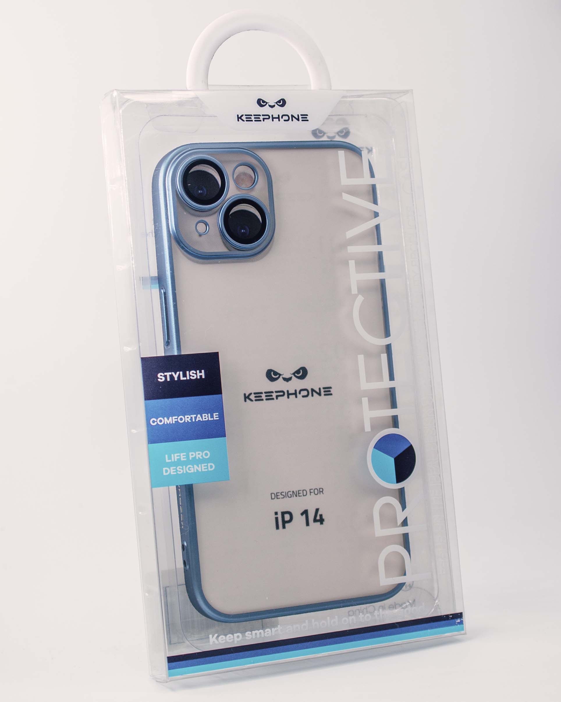 Чехол KeepHone iPhone 14 с защитной линзой, синий