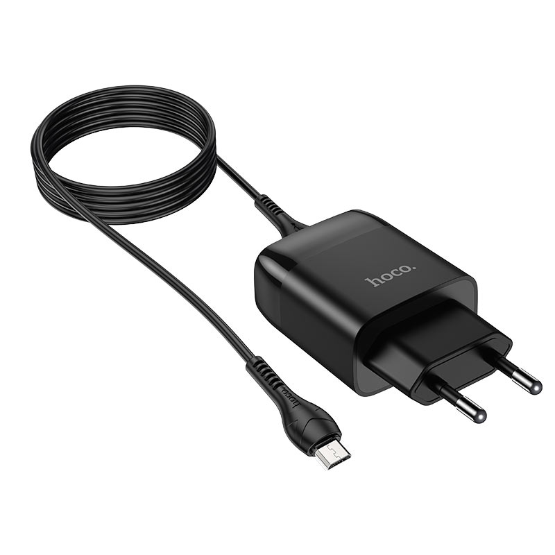 Сетевой адаптер HOCO C72Q USB (2.4A) QC3.0 / 18W с кабелем Micro, черный