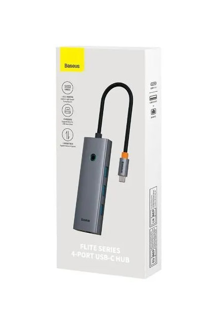 USB-концентратор Baseus UltraJoy Series (4-Port) (Type-C - USB 3.0+RJ45) (Серый)