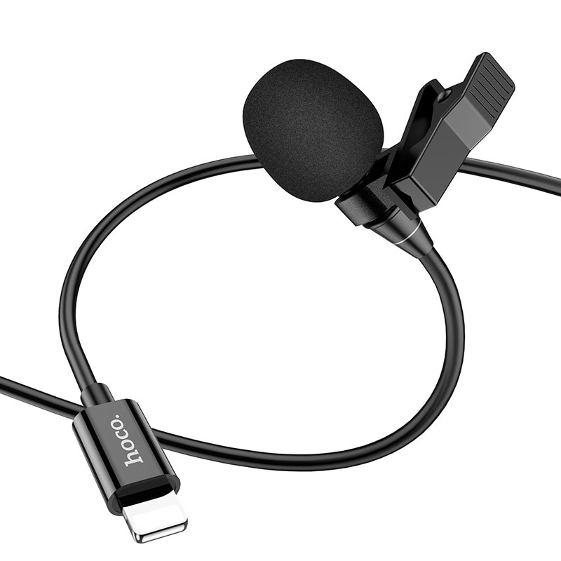 Микрофон петличный HOCO L14 (Lightning) 2м, черный