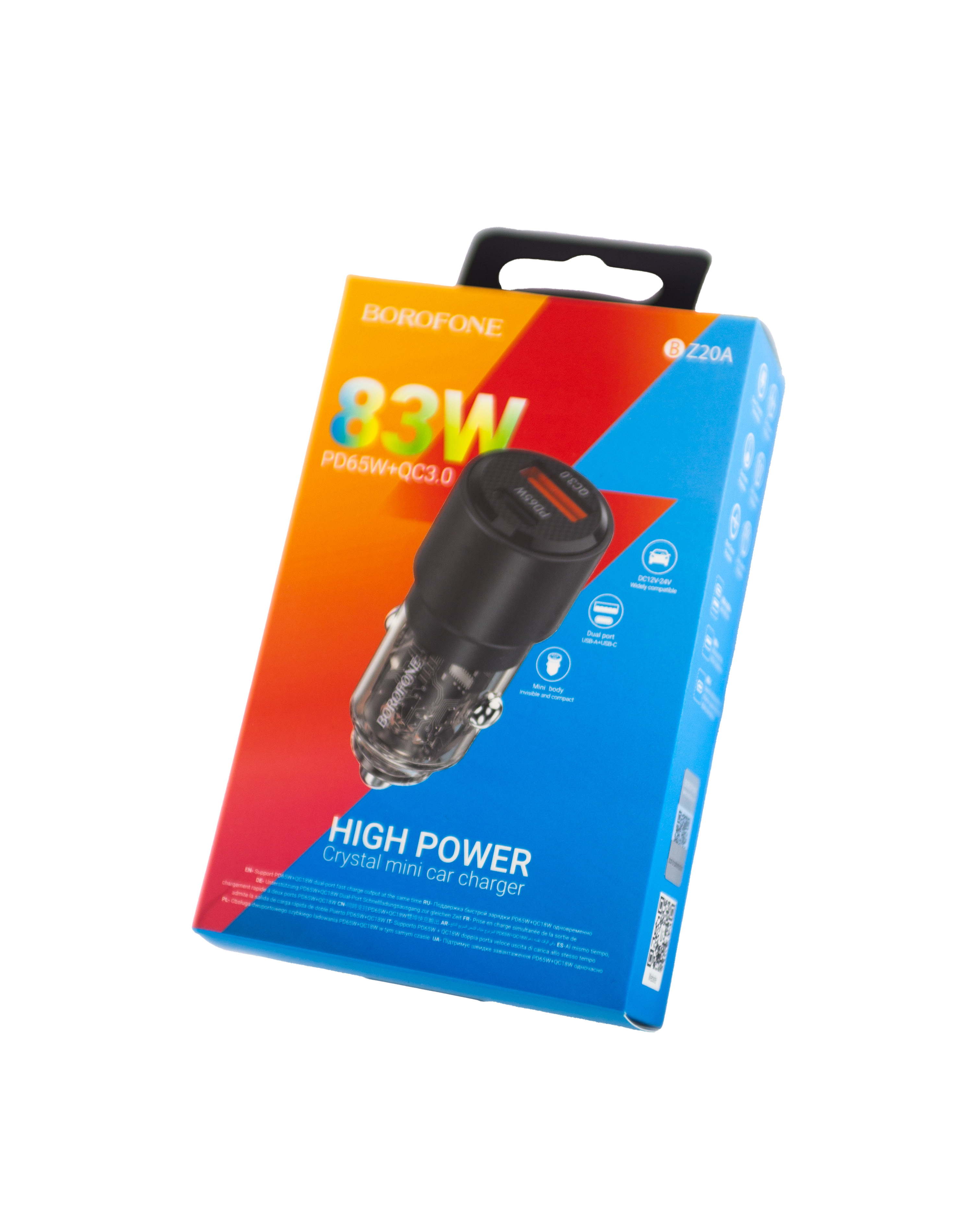 Автомобильный адаптер BOROFONE BZ20 USB QC3.0 + Type-C PD 3A, черный