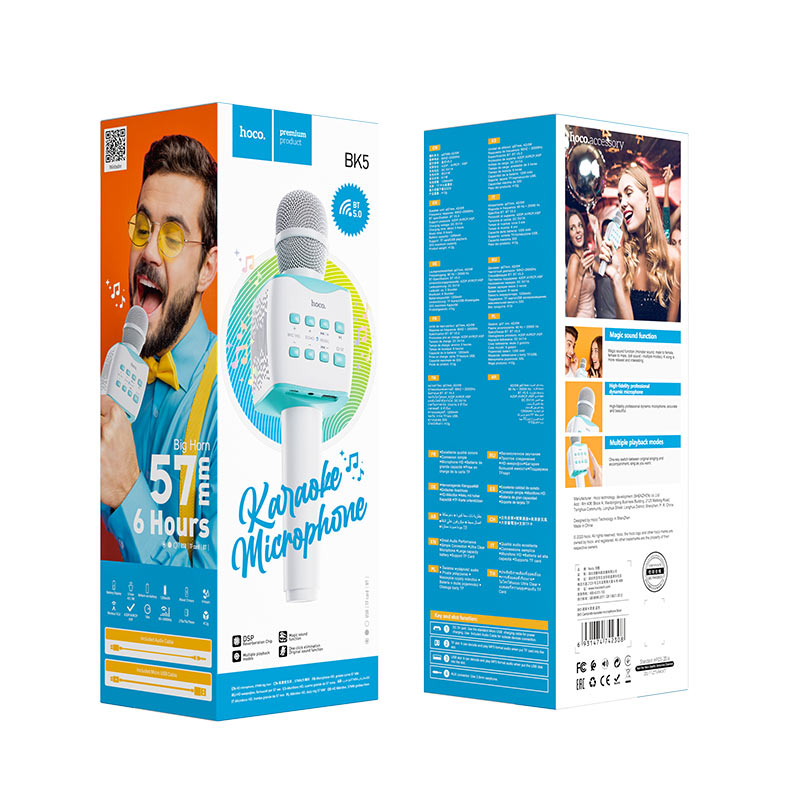 Микрофон караоке беспроводной HOCO BK5 Cantando, синий
