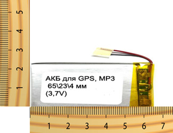 АКБ универсальная на проводах 65/ 23/ 4 мм (3,7V)