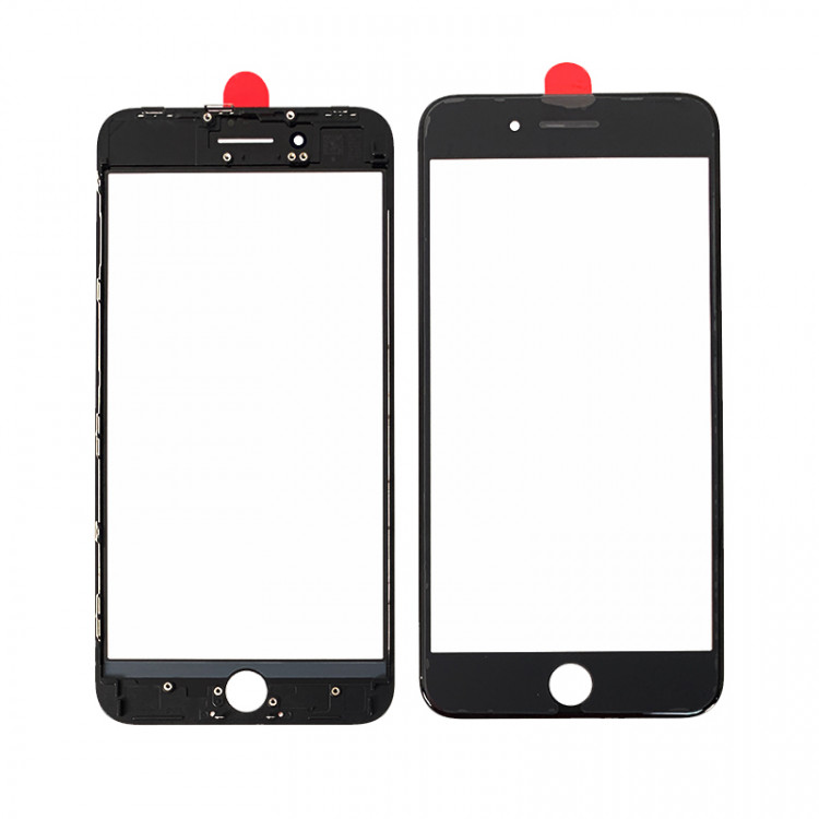 Стекло дисплея для переклейки iPhone 8 Plus в сборе с рамкой и ОСА пленкой, черное