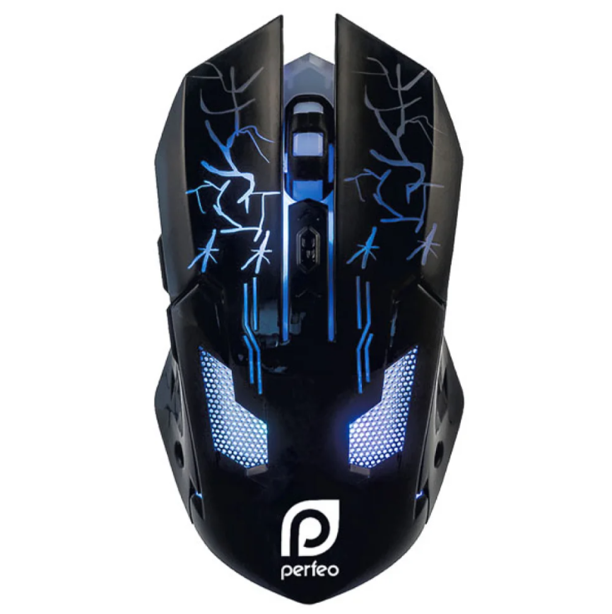 Мышь компьютерная проводная Perfeo (PF_5021) QUEST GAME DESIGN с подсветкой, черная