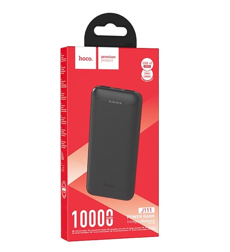 Внешний аккумулятор Power Bank 10000 mAh HOCO J111 Smart , черный