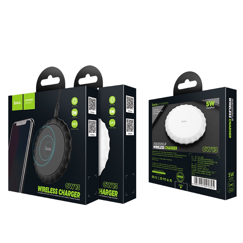 Беспроводное зарядное устройство HOCO CW13 Round Wireless Charger, черный