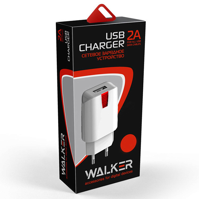 Сетевой адаптер WALKER WH-21, 2.1А, 10,5Вт, USB, белое