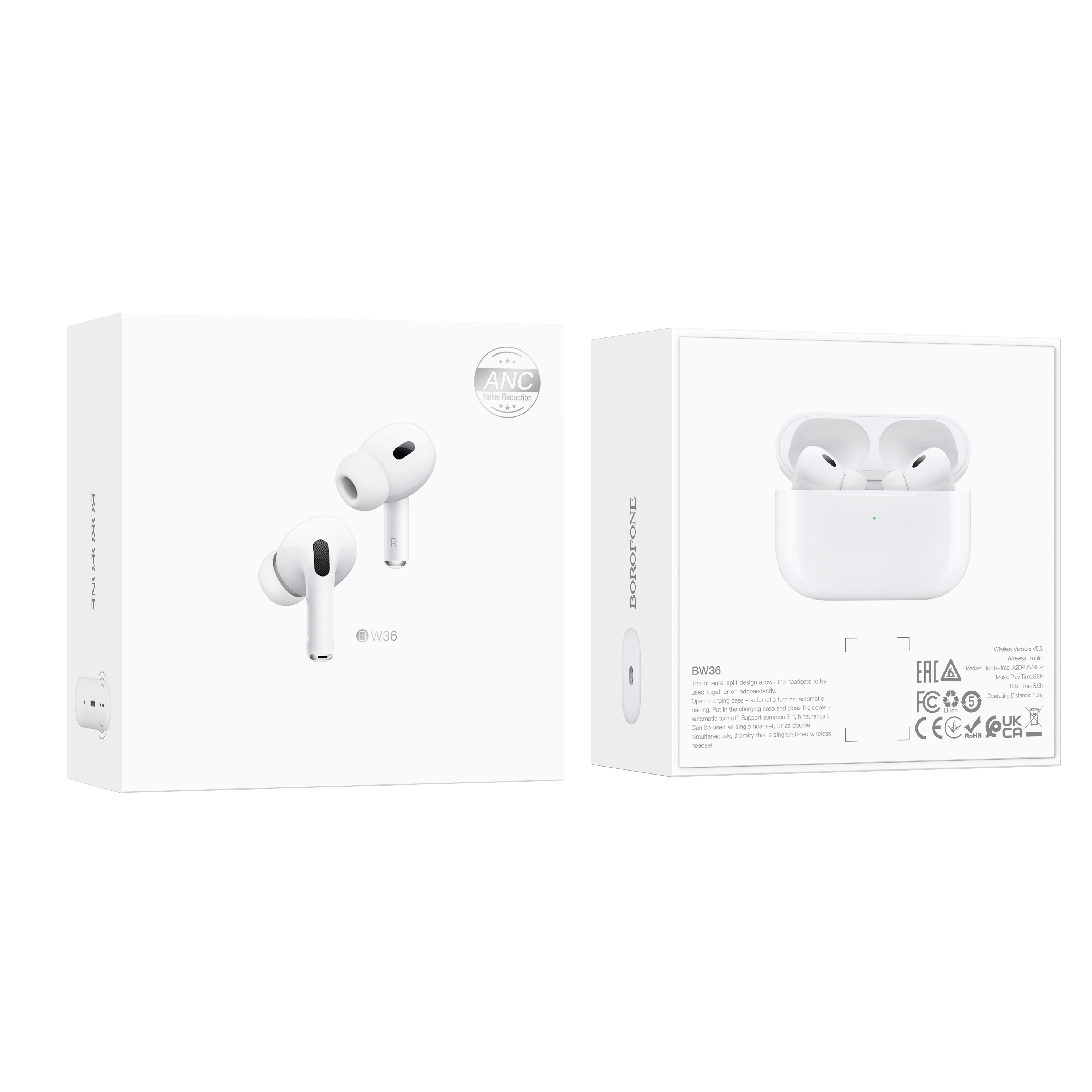 Беспроводные наушники BOROFONE BW36 True Wireless ANC Bluetooth Earphone, белые