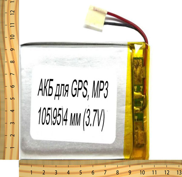 АКБ универсальная на проводах 105/ 95/ 4 мм (3.7V)