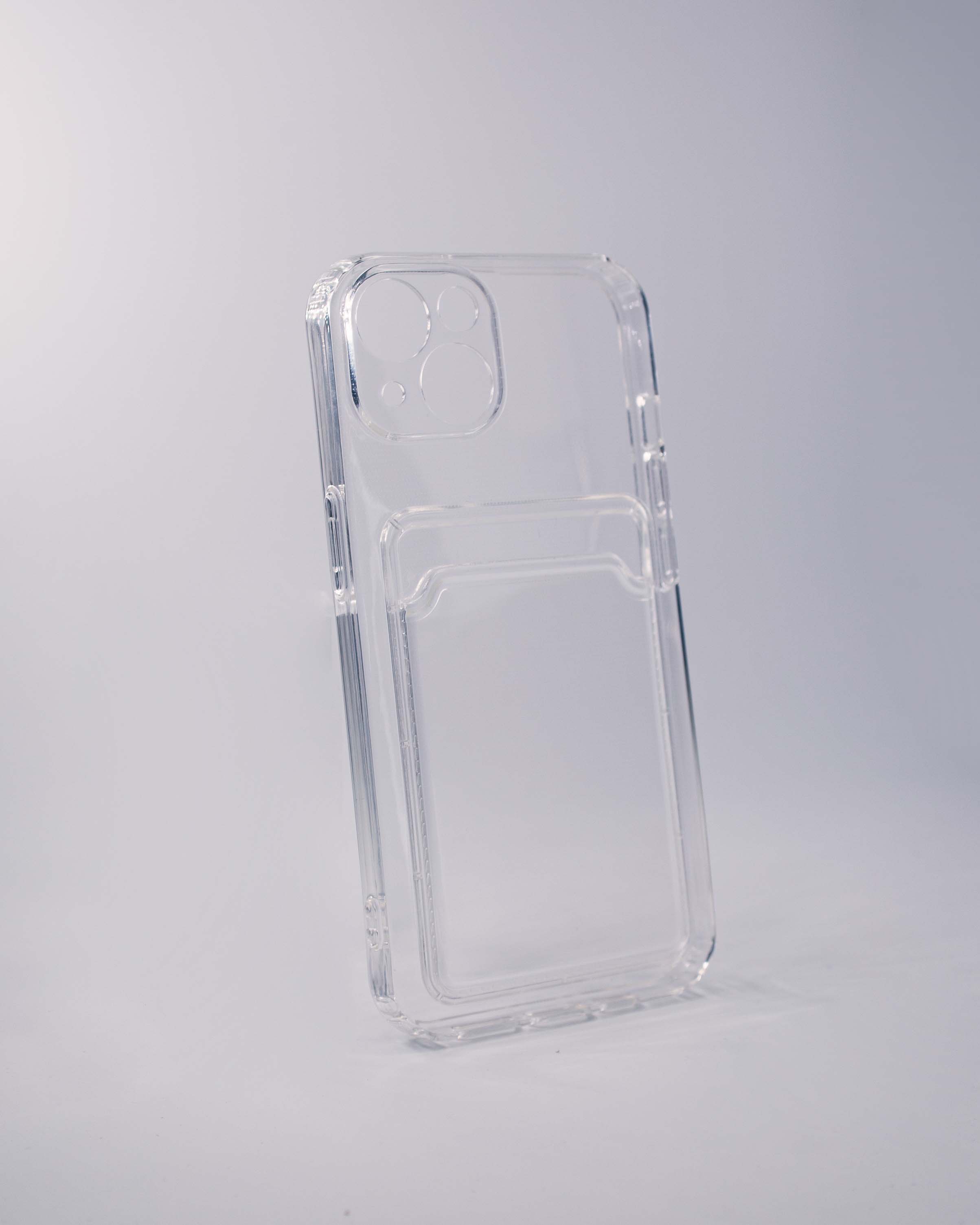 Чехол силиконовый с визитницей iPhone 13, прозрачный