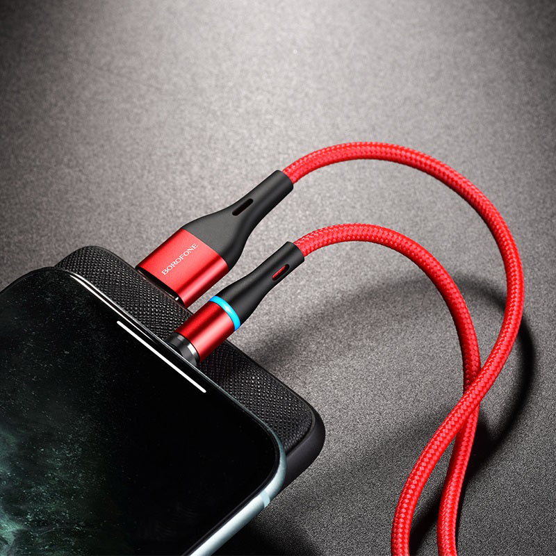 USB кабель Lightning BOROFONE BU16 Skill magnetic (100см), красный