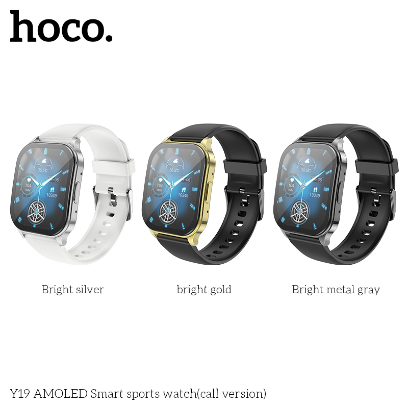 Смарт часы HOCO Y19 Amoled Smart sports watch, (call version) яркий металлический серый