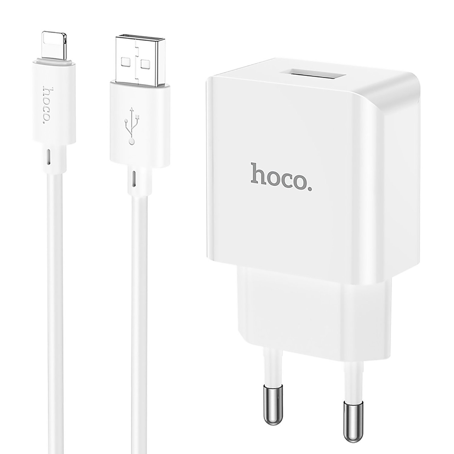Сетевой адаптер HOCO C106A Leisure 2,1A/10W с кабелем Lightning, белый
