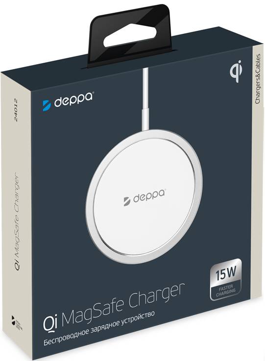 Беспроводное зарядное устройство Deppa (24012) MagSafe Qi 15W (белый)