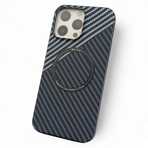 Чехол под карбон MagSafe iPhone 14 Pro Max, серый