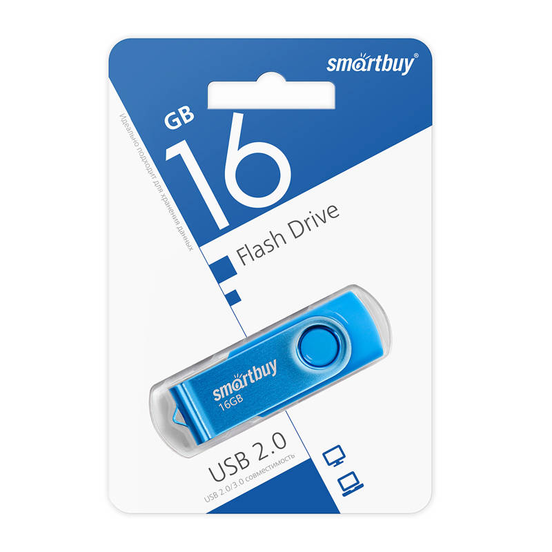 USB флеш-накопитель Smartbuy 16 GB USB 2.0 Twist, синий