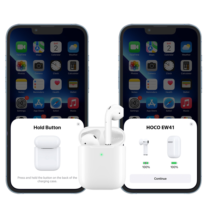 Беспроводные наушники HOCO EW41 Bluetooth стерео True Wireless BT headset, белые