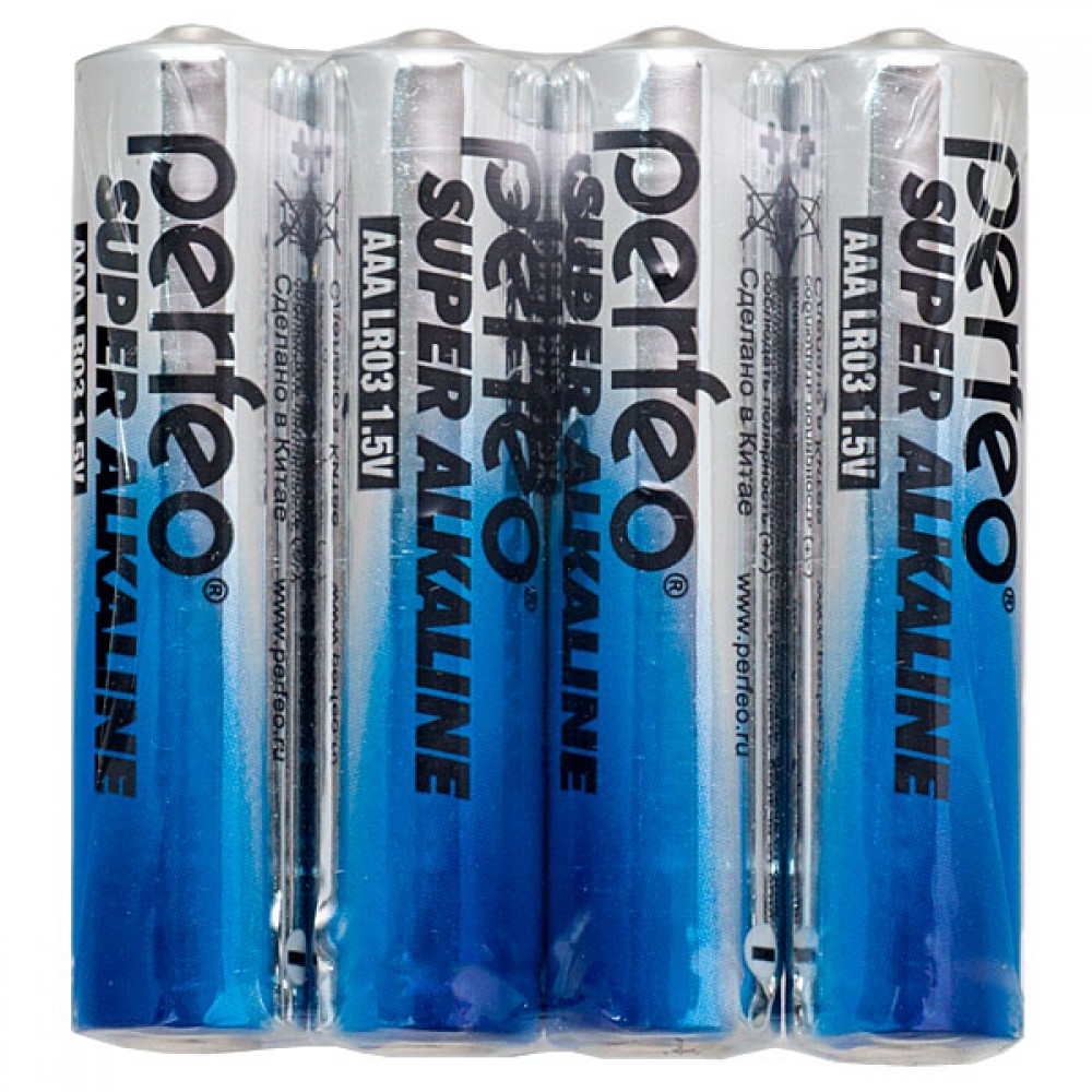 Батарейка Perfeo LR03/4SH AAA/мизинчиковая (1.5v, алкалиновая) упаковка пленка 4 шт
