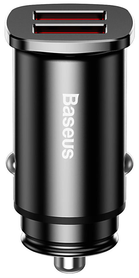 Автомобильный адаптер BASEUS Square metal (2 USB, 5A, 30W, QC3.0), черный