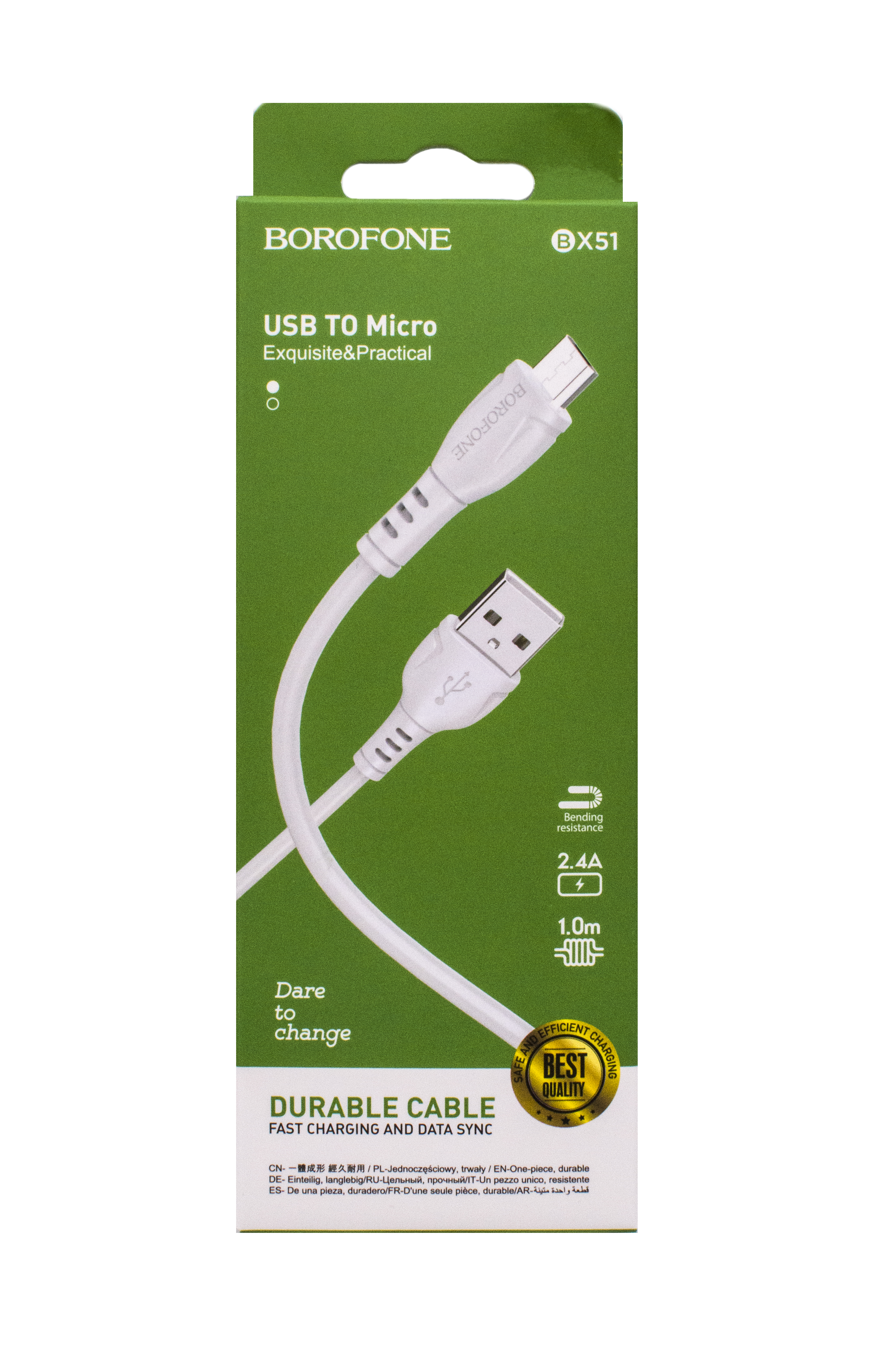 USB кабель micro USB BOROFONE BX51 Triumph (100см), белый