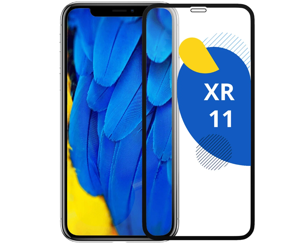 Защитное стекло iPhone XR/ 11 5-10D, черное (упаковка)