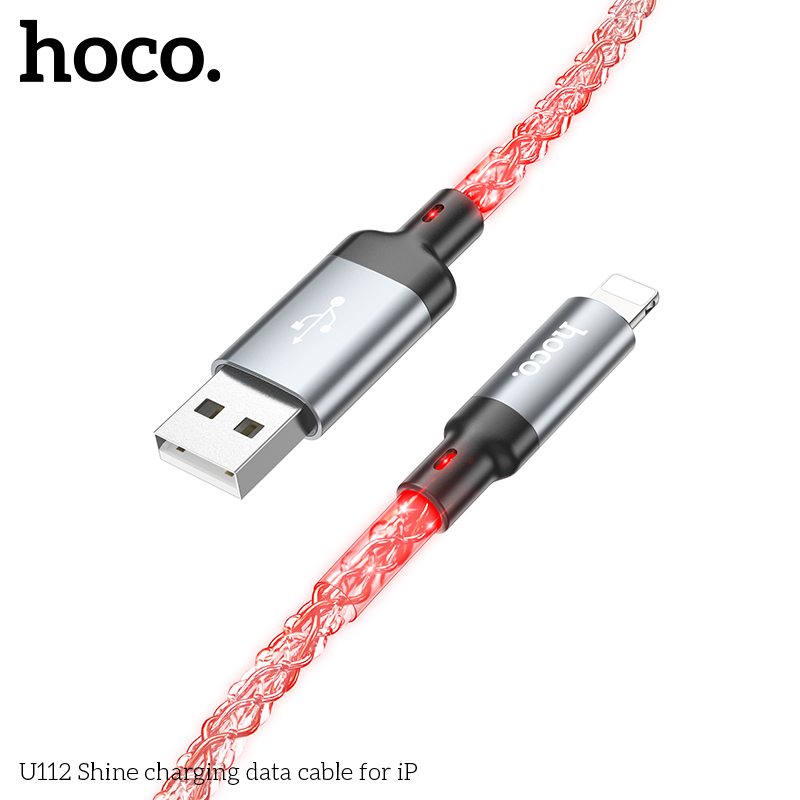 USB кабель Lightning HOCO U112 Shine (100см. 2.4A), серый